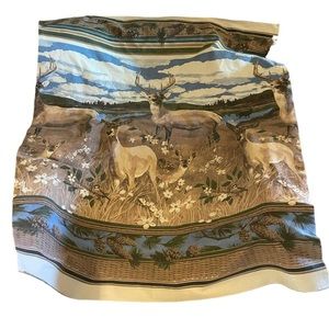 Deer/Stag/Buck Fleece Blanket Woodland Scene USA Vintage Rustic Hunting